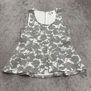 Anthropologie x Akemi + Kin Peplum Tank Top Women Large White Gray Floral Summer